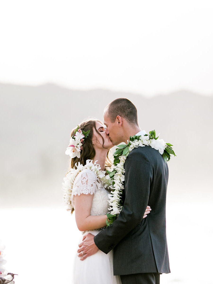 Kauai Beach Wedding - Couples Kiss!