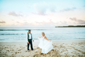 Kauai Wedding couple at the beach