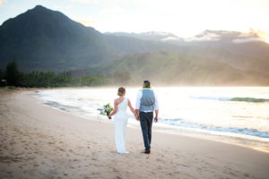 Hanalei Bay Kauai Couple on the beach