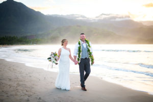 Hanalei Bay Kauai Couple on the beach